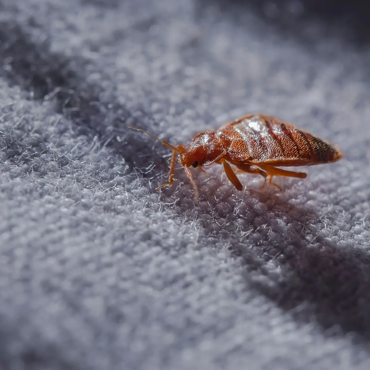 Une punaise de lit sur un tissu